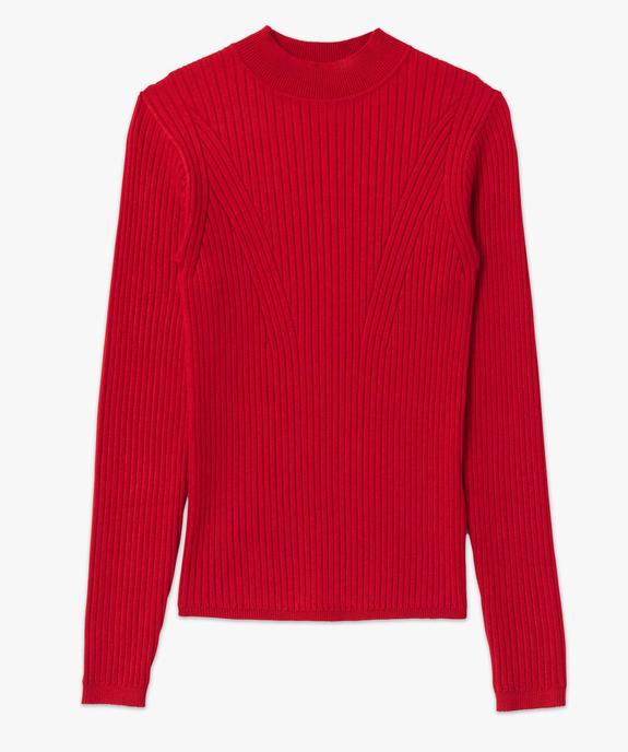 Pull femme en maille côtelée avec col montant vue4 - GEMO(FEMME PAP) - GEMO
