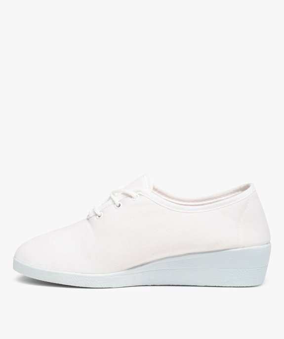 Derbies femme confort unies en toile brodée vue3 - GEMO (CONFORT) - GEMO