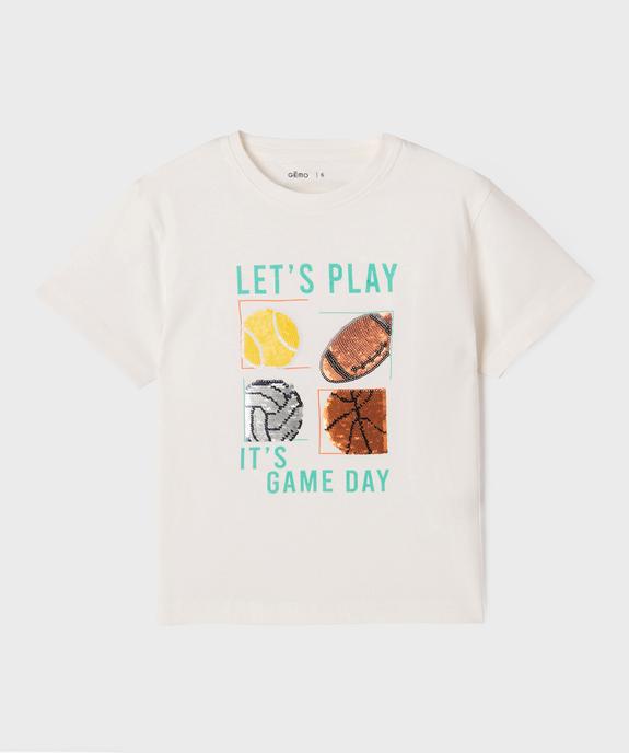 Tee-shirt manches courtes avec motif en sequins garçon vue1 - GEMO (ENFANT) - GEMO