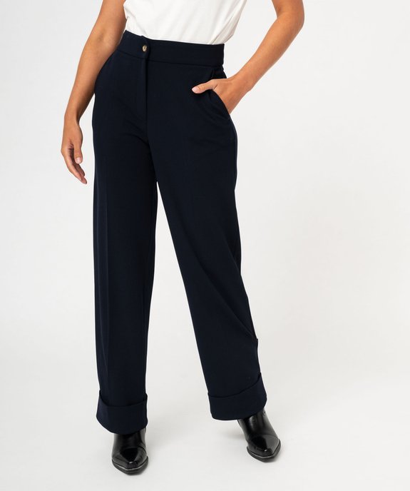 Pantalon de tailleur droit en maille souple femme vue1 - GEMO(FEMME PAP) - GEMO