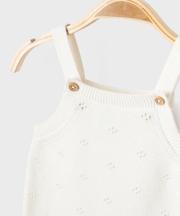 Combishort à bretelles en maille de coton tricoté bébé vue2 - GEMO 4G BEBE - GEMO