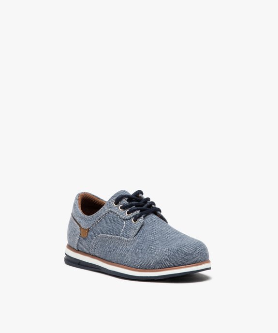 Derbies garçon unis en toile avec semelle bicolore vue3 - BUGGY - GEMO
