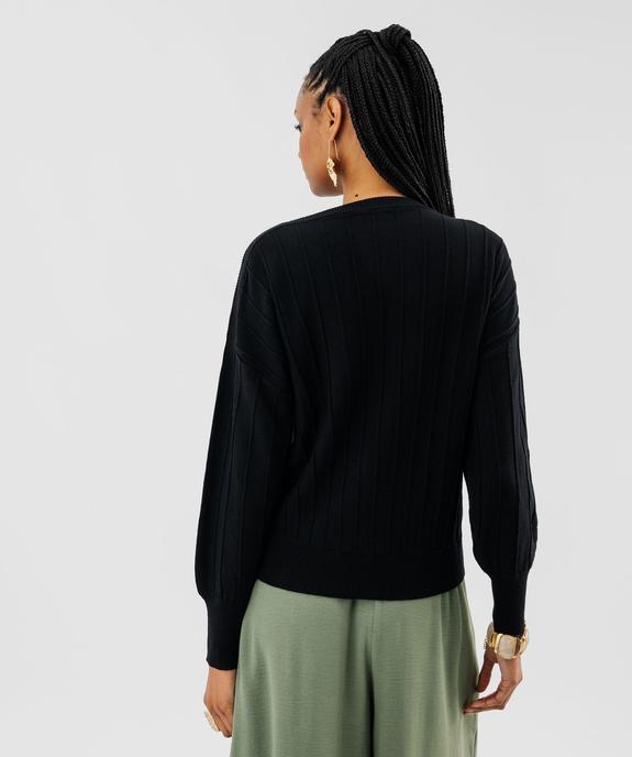 Pull fin loose à rayures texturées femme vue3 - GEMO(FEMME PAP) - GEMO