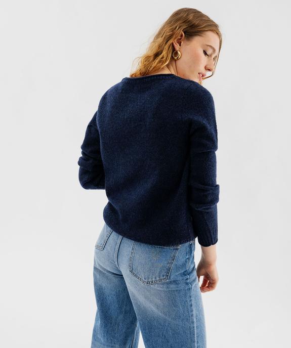 Pull col V avec finitions roulottées femme vue3 - GEMO(FEMME PAP) - GEMO