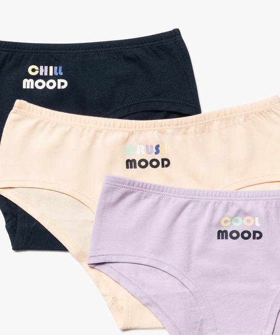 Shorties en coton avec inscriptions multicolores fille (lot de 3) - GEMO 4G FILLE Shorties en coton avec inscriptions multicolores fille (lot de 3) vue2 - GEMO 4G FILLE - GEMO