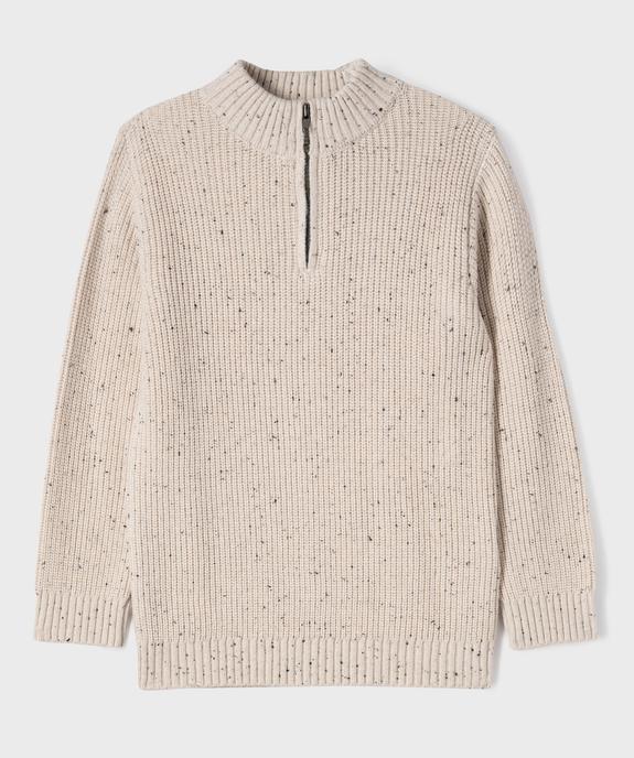 Pull en maille côtelée avec col montant zippé garçon - GEMO (ENFANT) Pull en maille côtelée avec col montant zippé garçon vue2 - GEMO (ENFANT) - GEMO