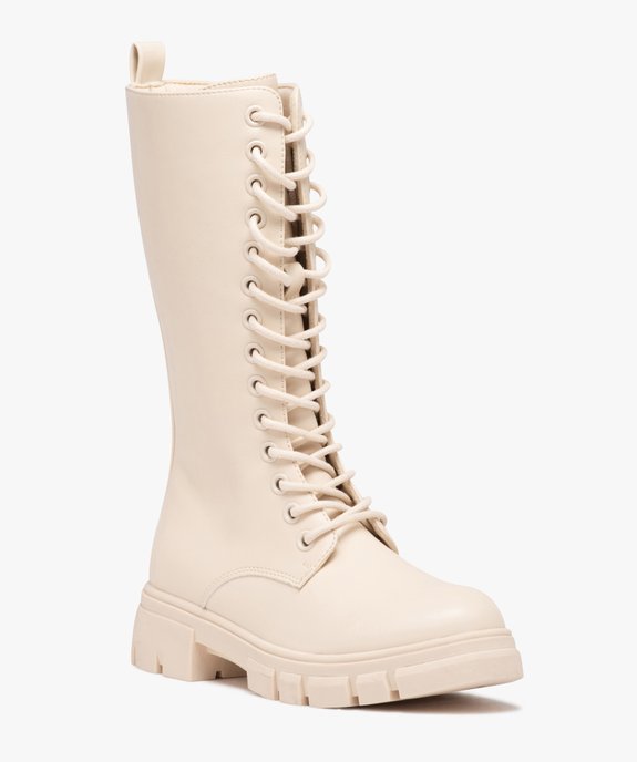 Bottes fille unies à semelle crantée fermeture lacets et zip vue2 - GEMO (ENFANT) - GEMO