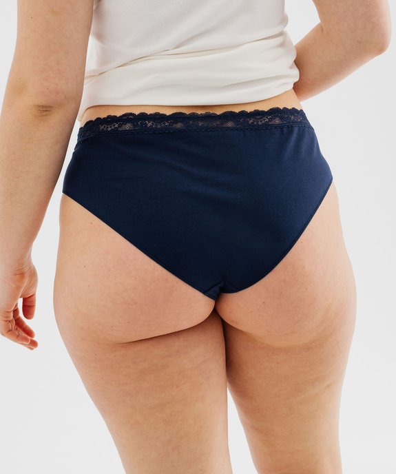 Slip en coton stretch avec taille en dentelle femme grande taille (lot de 2) vue6 - GEMO 4G FEMME - GEMO