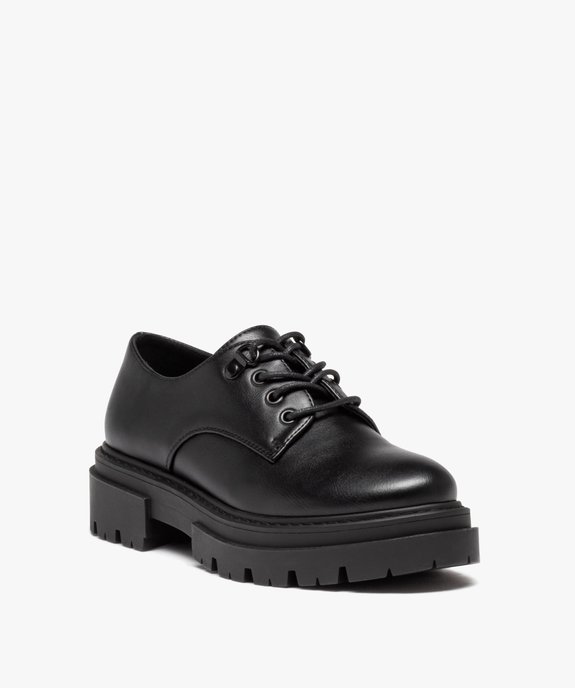Derbies femme unis à semelle épaisse crantée et lacets ronds vue2 - GEMO (CASUAL) - GEMO