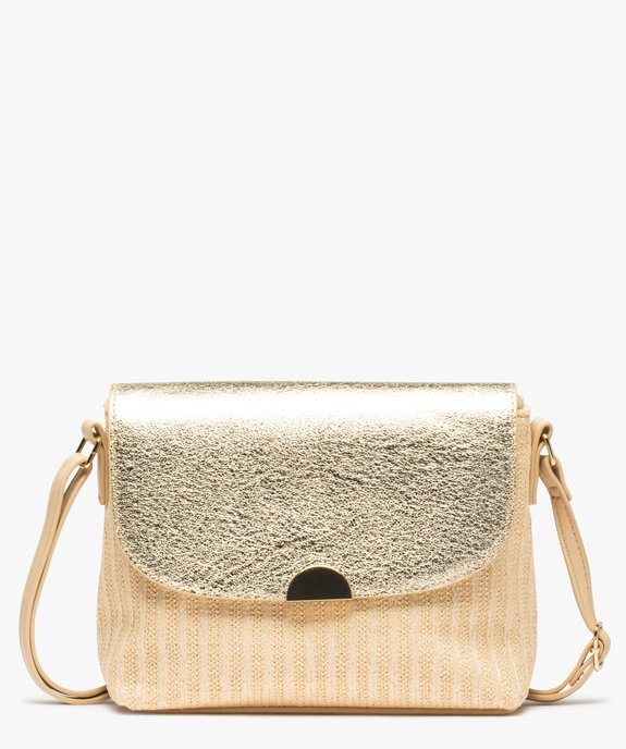 Sac bandoulière femme tissé avec rabat métallisé vue1 - GEMO (ACCESS) - GEMO