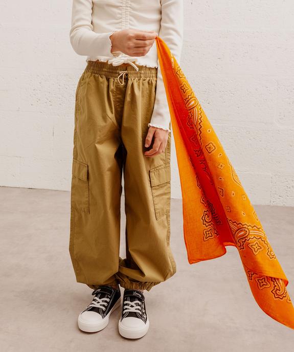 Pantalon cargo parachute en toile fine fille vue1 - GEMO 4G FILLE - GEMO