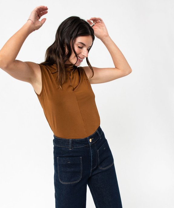 Débardeur décolleté fantaisie en matière extensible satinée femme vue2 - GEMO(FEMME PAP) - GEMO