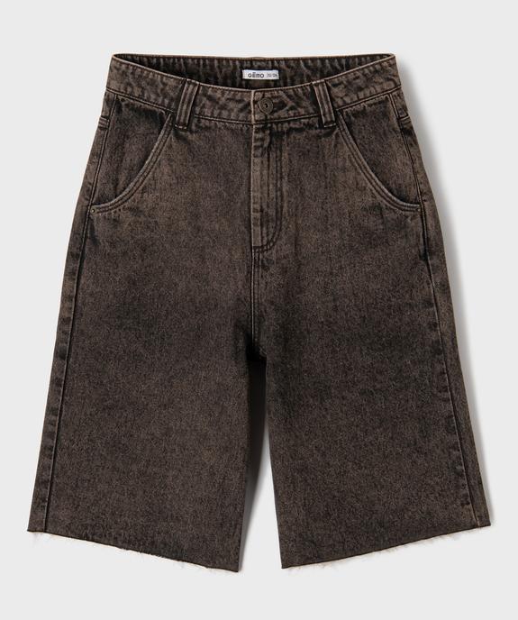 Bermuda en jean skater 100% coton à bord franc garçon vue1 - GEMO (JUNIOR) - GEMO