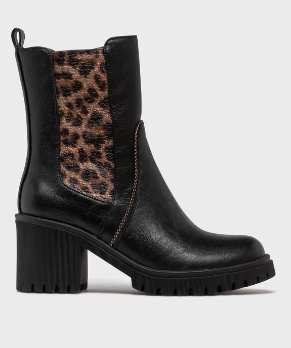 Boots avec empiècement léopard et semelle crantée femme - Emilia Rosa vue1 - EMILIA ROSA - GEMO