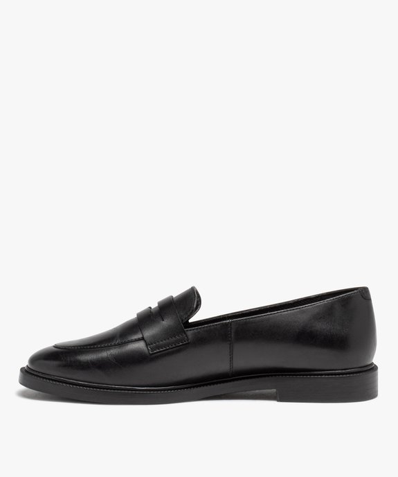 Mocassins femme unis dessus en cuir classique - Taneo vue3 - TANEO - GEMO