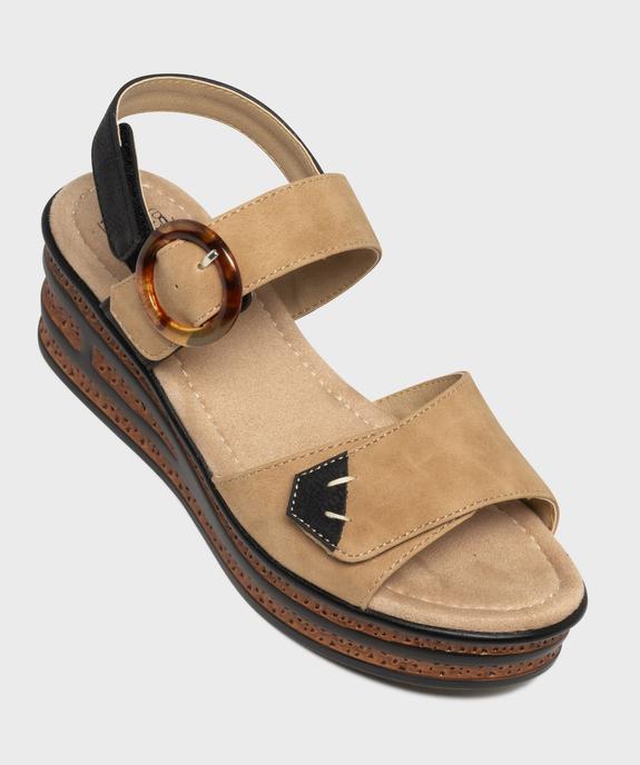 Sandales compensées à brides scratch femme - Valentina Baldano vue6 - EMILIA ROSA - GEMO