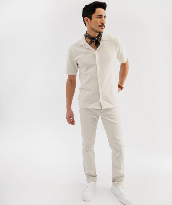 Chemise manches courtes en maille piquée de coton homme vue4 - GEMO 4G HOMME - GEMO