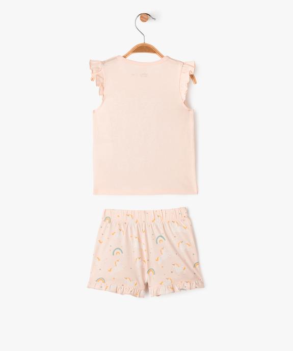 Pyjashort 2 pièces à volants avec motifs licorne et arc-en-ciel bébé fille vue4 - GEMO 4G BEBE - GEMO