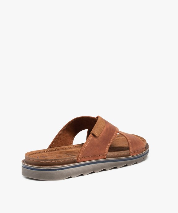Mules homme à brides croisées en cuir - Tanéo vue4 - TANEO - GEMO