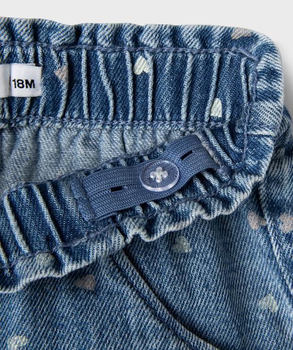 Short en jean à motifs coeurs avec taille ajustable bébé fille vue3 - GEMO(BEBE DEBT) - GEMO