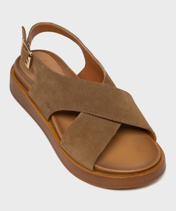 Sandales plates avec brides en cuir croisées femme - Tanéo vue5 - TANEO - GEMO