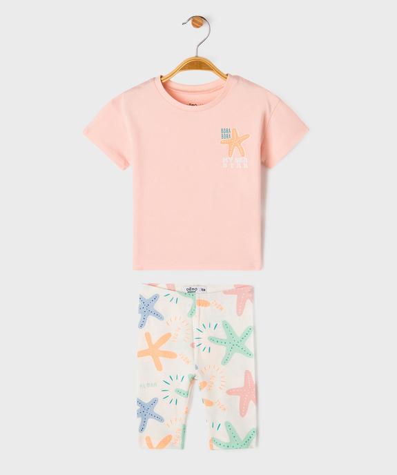 Ensemble 2 pièces bébé fille tee-shirt et legging vue1 - GEMO 4G BEBE - GEMO