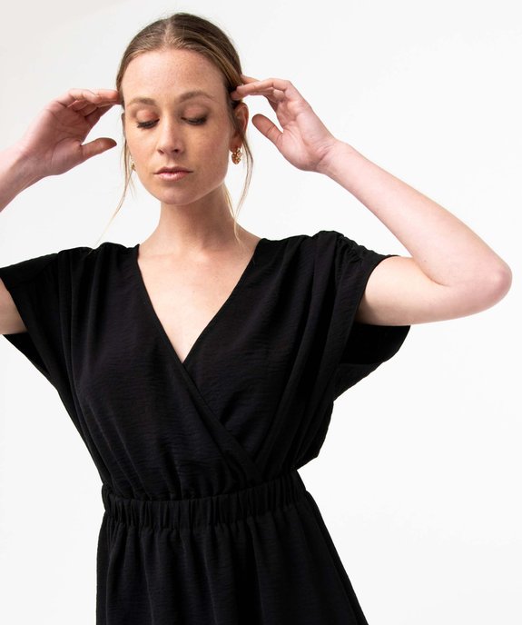 Robe femme en maille gaufrée avec double décolleté cache-coeur vue2 - GEMO(FEMME PAP) - GEMO