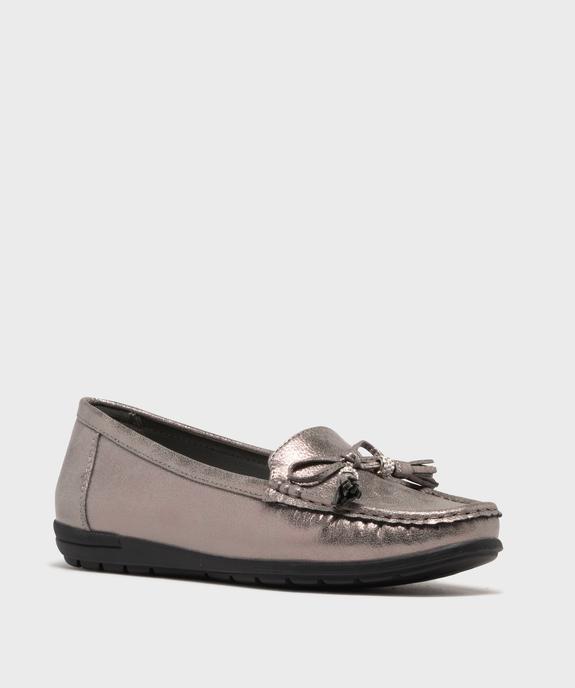 Mocassins femme dessus souple et uni à détails strass vue2 - G'FLEX - GEMO