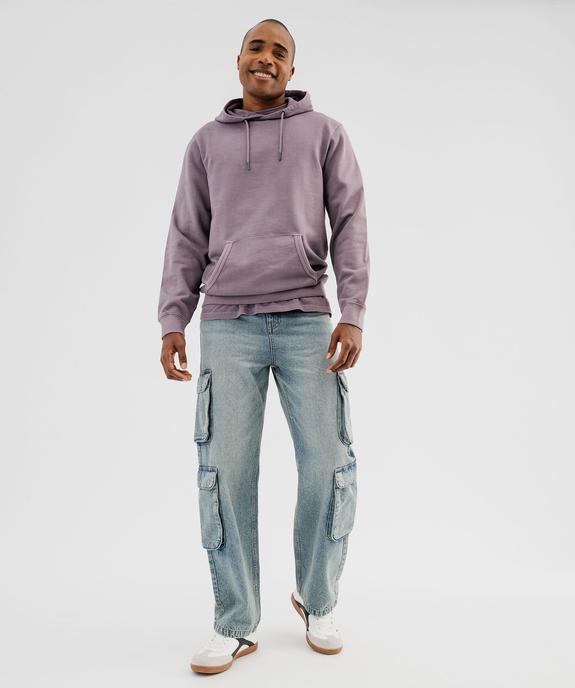 Sweat à capuche coloris délavé intérieur bouclette homme vue4 - GEMO (HOMME) - GEMO