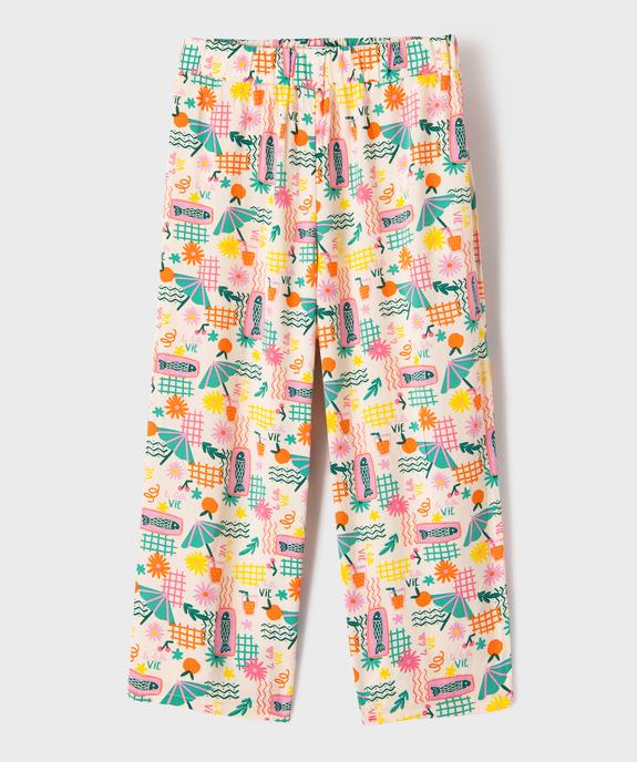 Pantalon large et fluide imprimé fantaisie fille vue1 - GEMO (ENFANT) - GEMO