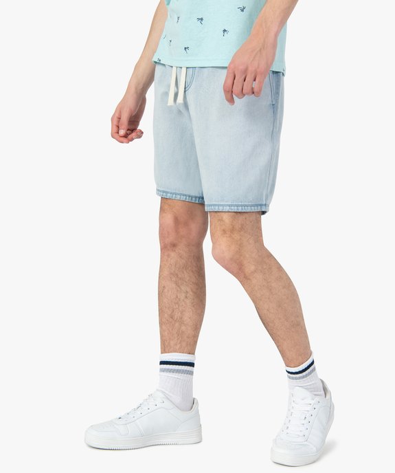 Bermuda homme en jean avec ceinture élastiquée vue1 - GEMO 4G HOMME - GEMO