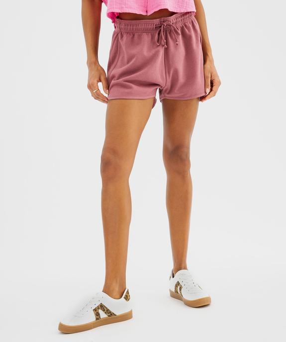 Short en maille French Terry avec taille ajustable femme vue1 - GEMO 4G FEMME - GEMO