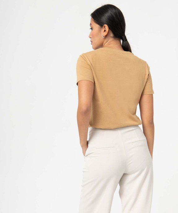 Tee-shirt à manches courtes et col rond femme vue3 - GEMO(FEMME PAP) - GEMO
