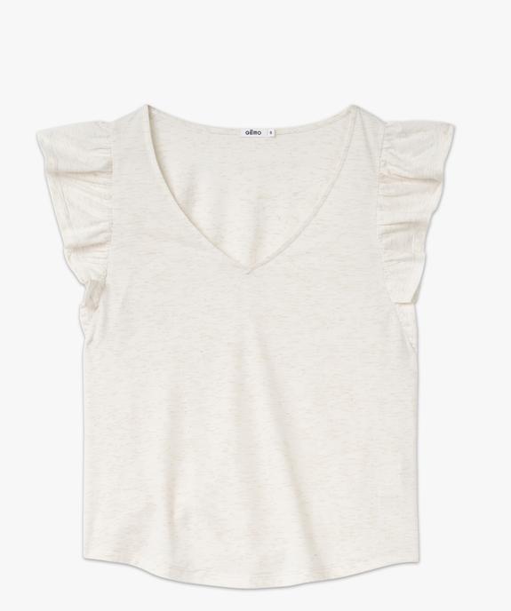 Tee-shirt manches courtes volantés à paillettes femme vue4 - GEMO(FEMME PAP) - GEMO