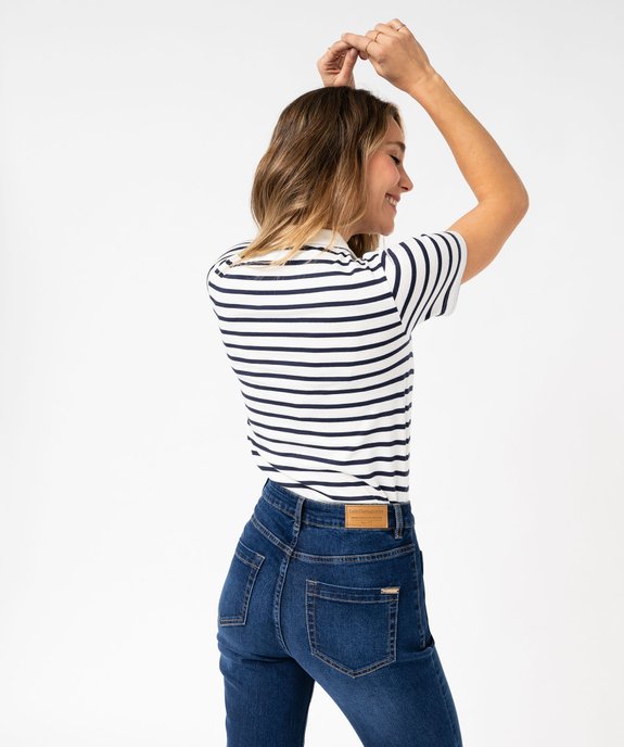Polo manches courtes à rayures femme - LuluCastagnette vue3 - LULUCASTAGNETTE - GEMO