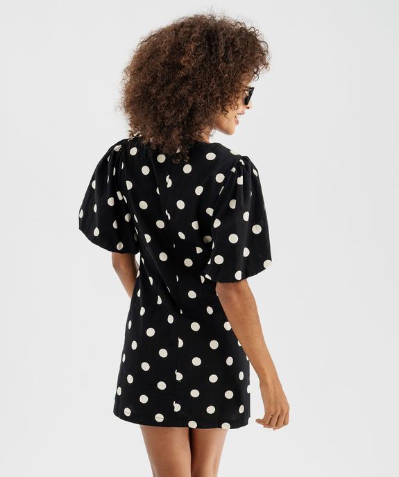 Robe courte à pois et manches courtes bouffantes vue4 - GEMO(FEMME PAP) - GEMO