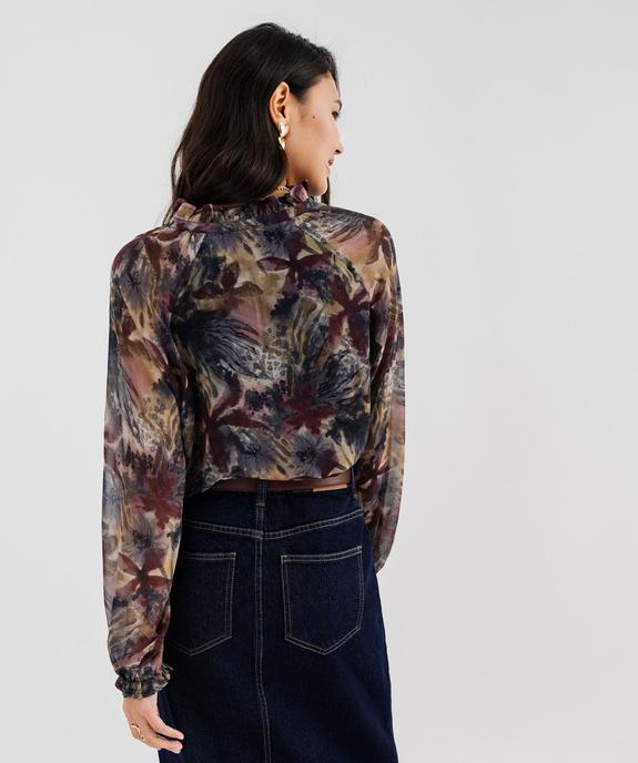 Blouse fluide en voile à motifs fleuris femme vue3 - GEMO 4G FEMME - GEMO