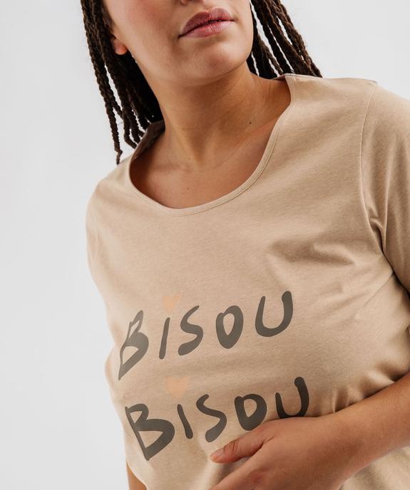 Chemise de nuit manches courtes avec inscription femme grande taille vue2 - GEMO 4G FEMME - GEMO