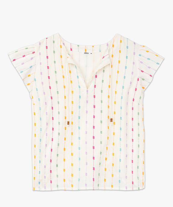 Blouse grande taille à manches courtes en voile brodé femme vue4 - GEMO (G TAILLE) - GEMO