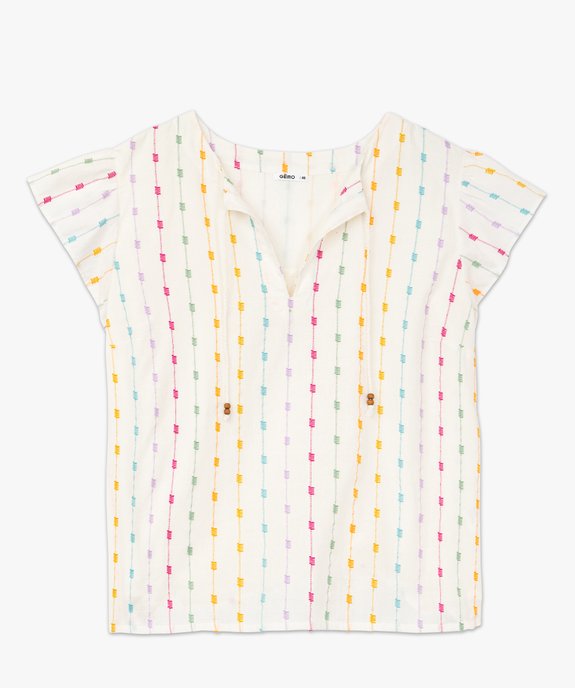 Blouse grande taille à manches courtes en voile brodé femme vue4 - GEMO (G TAILLE) - GEMO
