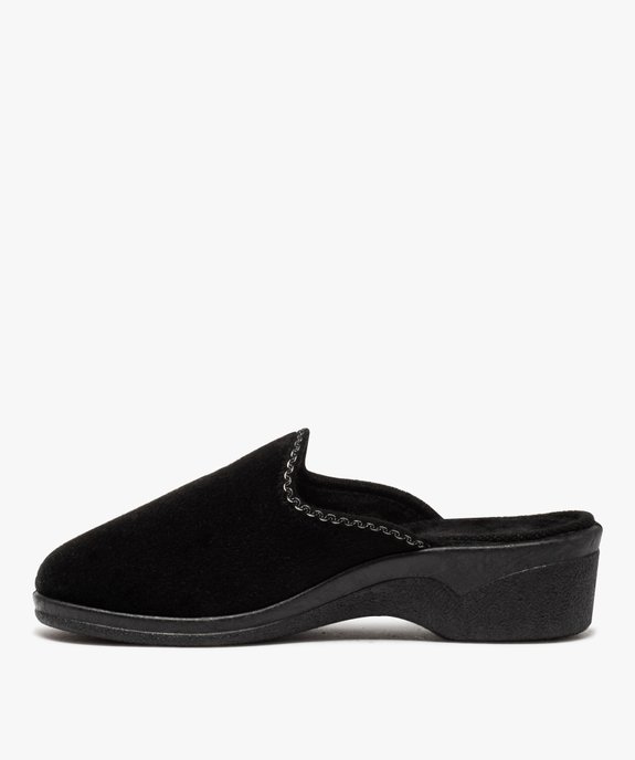 Chaussons femme mules confort en velours brodé vue3 - GEMO(HOMWR FEM) - GEMO