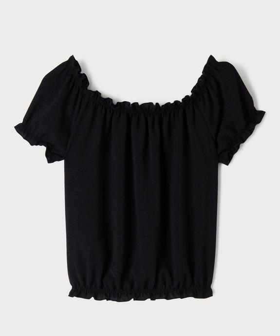 Tee-shirt manches courtes à finitions froncées fille vue3 - GEMO (JUNIOR) - GEMO