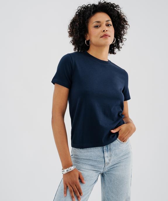 Tee-shirt manches courtes et col rond en coton résistant femme vue1 - GEMO(FEMME PAP) - GEMO