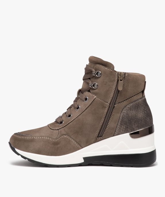 Baskets femme à talon compensé avec zip et lacets vue3 - SANS MARQUE - GEMO