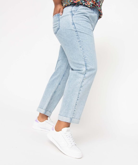 Jean femme grande taille délavé coupe mom taille élastiquée vue1 - GEMO 4G GT - GEMO