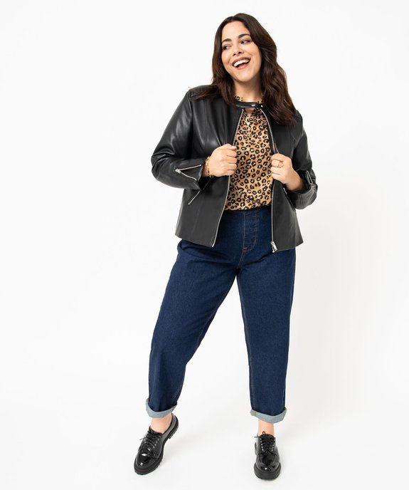 Jean femme grande taille délavé coupe mom taille élastiquée vue5 - GEMO 4G GT - GEMO