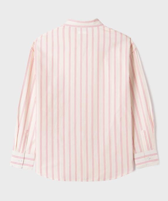 Chemise manches longues coupe droite en coton rayé fille vue3 - GEMO (JUNIOR) - GEMO