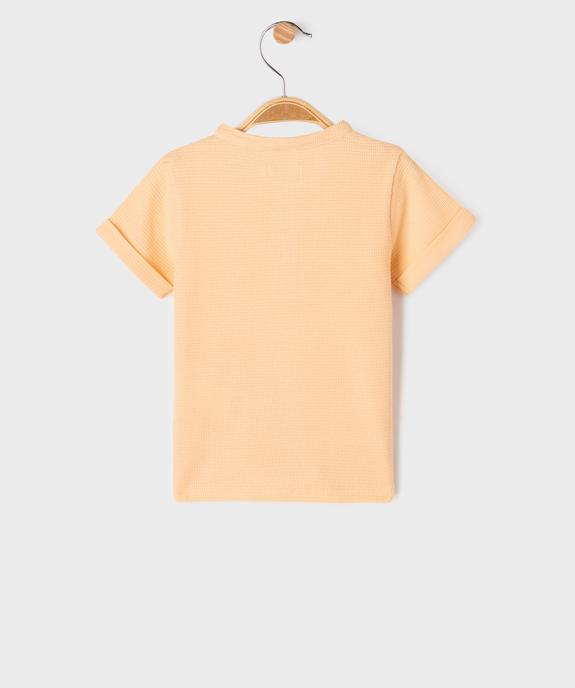 Tee-shirt manches courtes à col tunisien en maille nid d'abeille bébé garçon vue4 - GEMO(BEBE DEBT) - GEMO