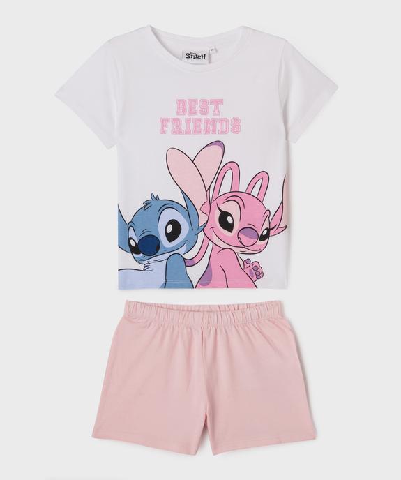 Pyjashort bicolore à motif Stitch et Angel fille - Disney vue1 - LILO & STITCH - GEMO