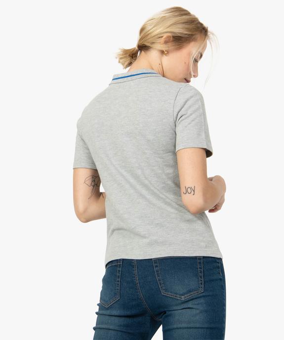 Polo femme à manches courtes avec col zippé vue3 - FOLLOW ME - GEMO